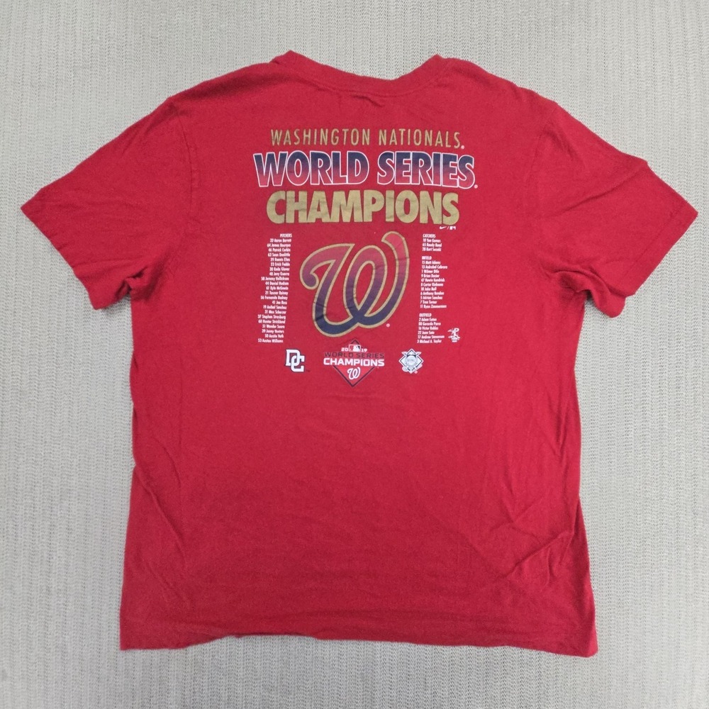 Nike Washington Nationals Shirt Mens Large Red MLB World Series Champions - Picture 7 of 10